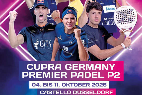 Weltklasse-Padel kehrt nach Düsseldorf zurück: Vom 4. bis 11. Oktober 2026 trifft sich beim CUPRA Germany Premier Padel P2 erneut die komplette internationale Spitze des Padelsports im CASTELLO Düsseldorf. Nun steht auch das Teilnehmerfeld für das deutsche Turnier der Qatar Airways Premier Padel Tour fest.