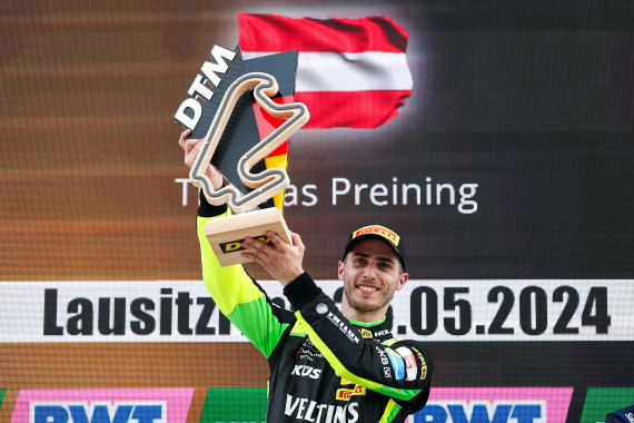 Erstmals in diesem Jahr ganz oben auf dem DTM-Podium: Thomas Preining