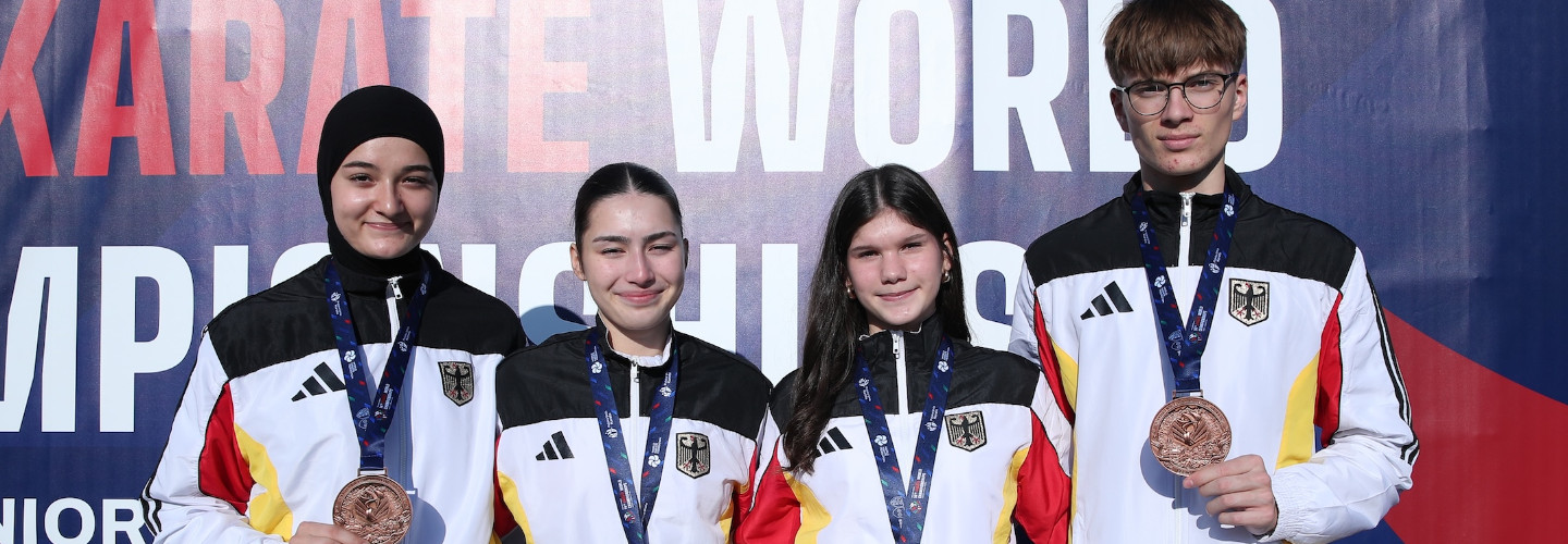 Das Gold-Bronze-Quartett: Dalia Dawoud, Anastasiia Semenenko, Hanna Olschewski und Samuel Becker