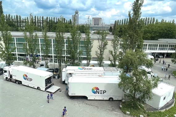 Der TV Compound auf dem Messegelände