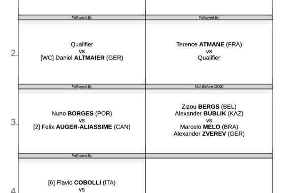 Order of Play - Montag
