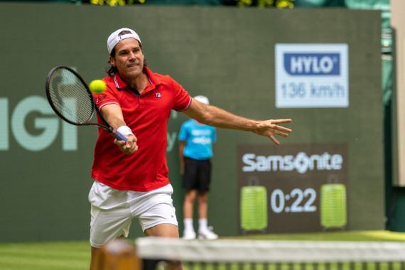 Der zweimalige Halle-Sieger Tommy Haas stand am Sonntag auf dem Centre Court-Rasen