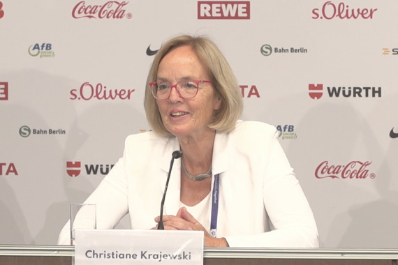 Christiane Krajewski, Präsidentin Special Olympics Deutschland, gibt u. a. einen Ausblick auf die Special Olympics Nationalen Spiele Berlin 2022.