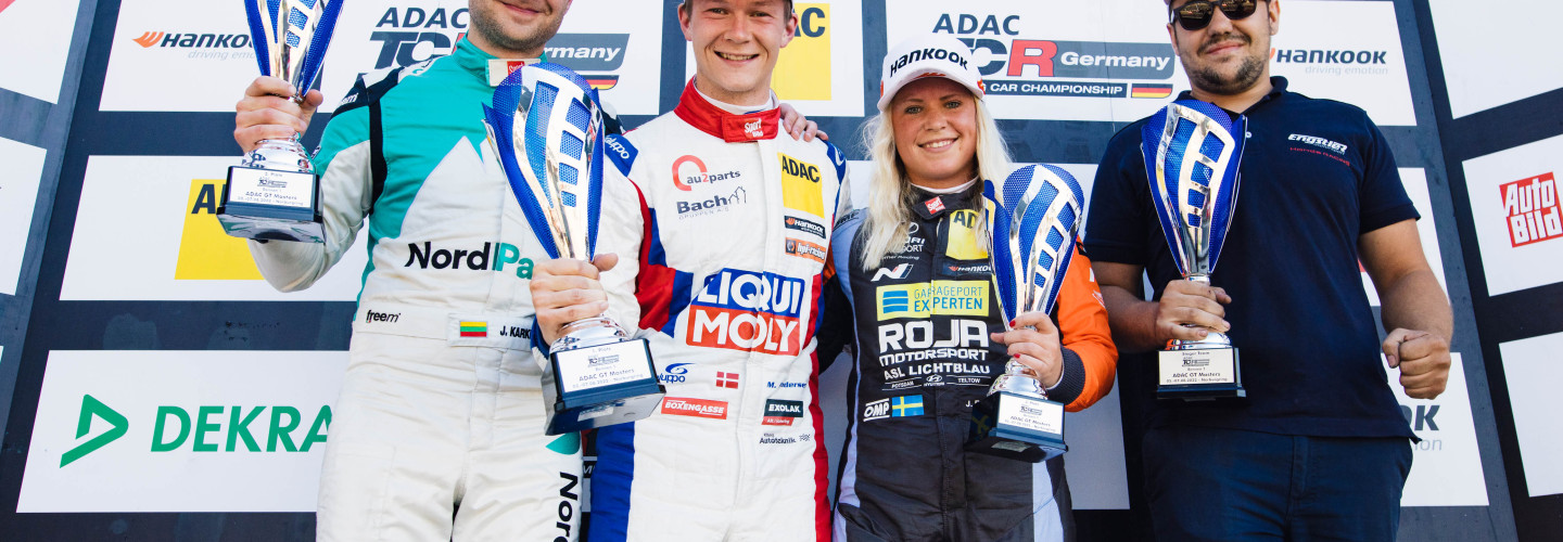 Podium: Jonas Karklys, Martin Andersen und Jessica Bäckman (vl) waren die schnellsten in der Eifel