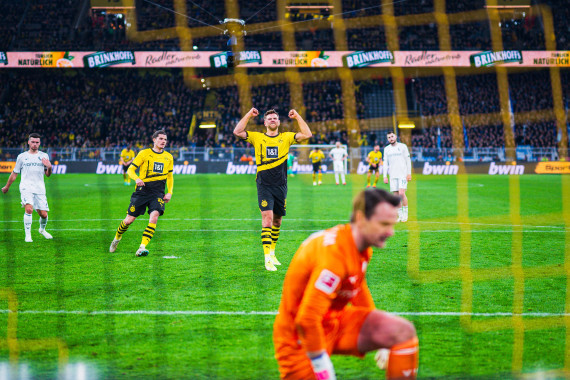 Niclas Füllkrug (Dortmund) jubelt nach seinem Tor zum 3:0, Borussia Dortmund- VfL Bochum, Signal Iduna Park, Dortmund, 28. Januar 2024