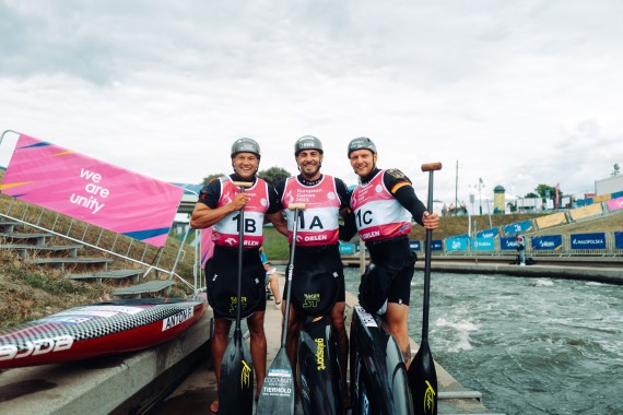 Gold im Kanu-Slalom: Franz Anton, Sideris Tasiadis und Timo Trummer