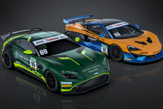 British Racing Green und Papaya-Orange: Der Aston Martin Vantage GT4 und der McLaren 570S GT4 - Urheber: Berzerk Design 